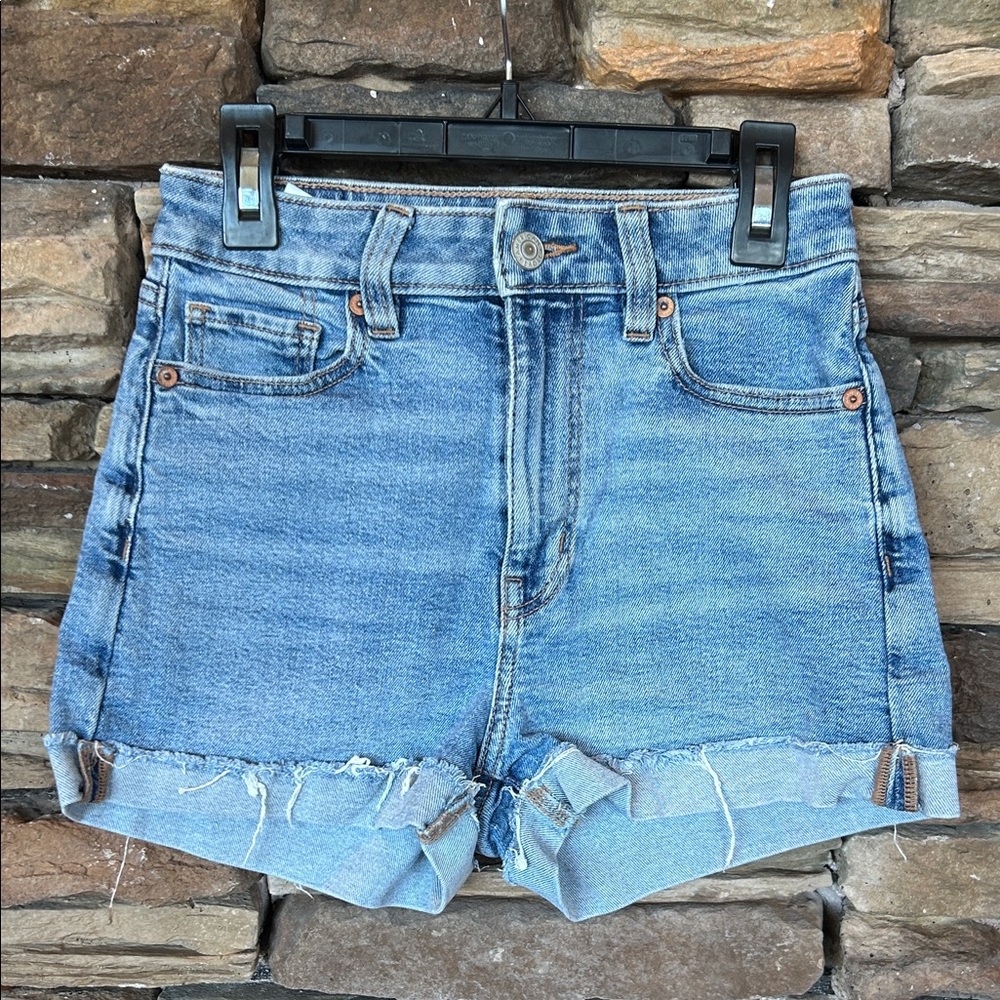 American Eagle Outfitters Distressed Blue Denim Shorts